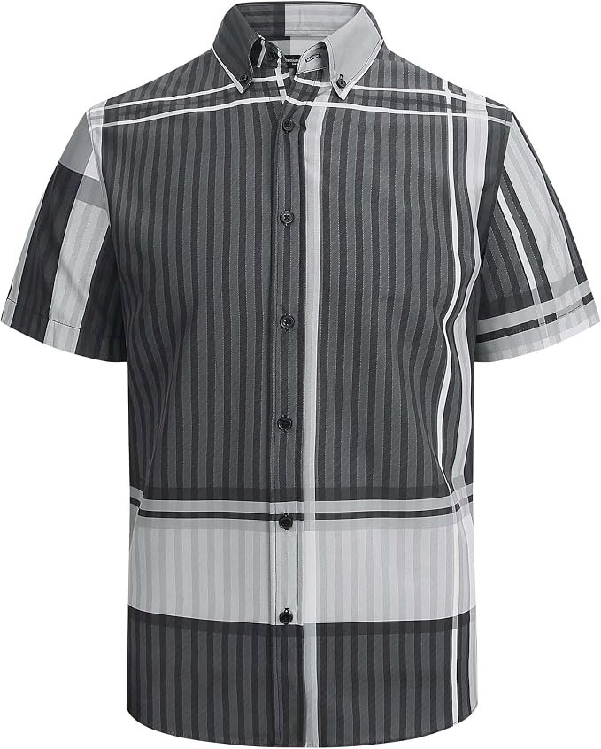 Building today's look from Shorts outward — Warhorsee Mens Short Sleeve Button Down Shirts 4-Way Stretch Dress Shirts