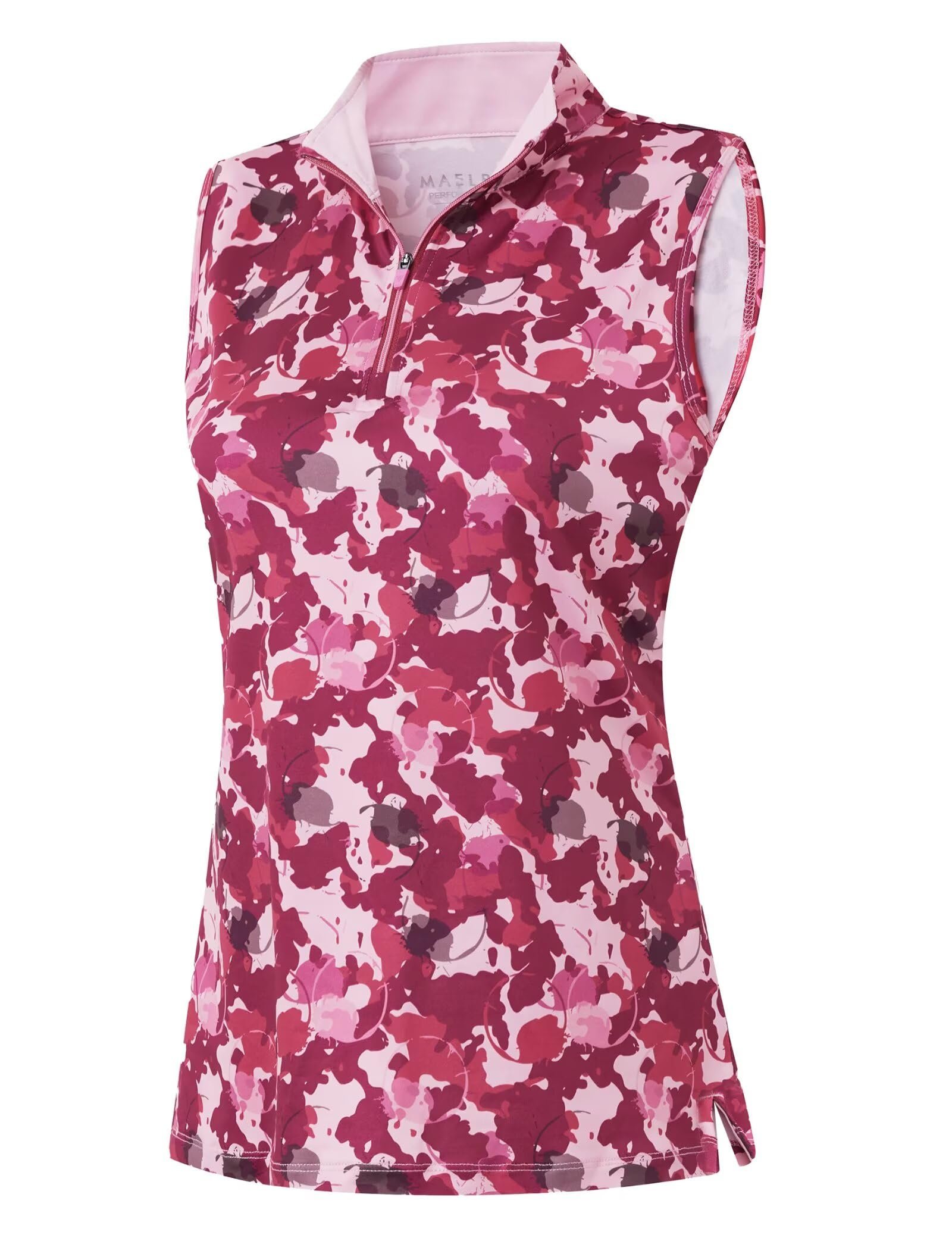 My closet laughed first at this Tank Top — M Maelreg Womens Golf Shirt Sleeveless Collared Zip Up Patterns Polo Moisture Wicking Dry Fit Tennis Tank Top