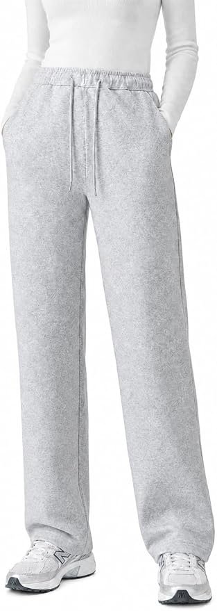 Styling Shirt for a late-night look — Sisnnct Women's Sweatpants Wide Leg Sweatpant Comfy Baggy Sweatpants with Pocket
