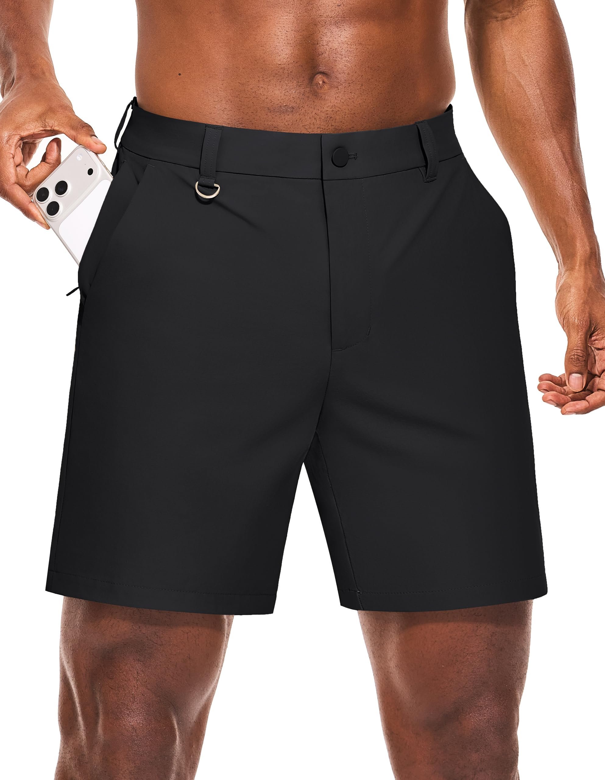 The outfit started with Shorts — Puli Men's Golf Shorts 7 Inch Inseam Stretchy Water-Resistant with 5 Pockets for Travel Hiking Casual