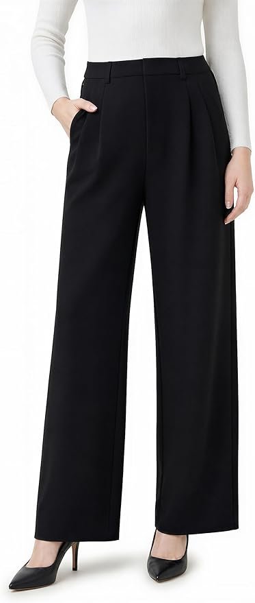 Lightweight T-Shirt turned five minutes into a fit check — Sisnnct Women's Wide Leg Dress Pants – 4-Way Stretch Anti-Wrinkle Work Pants with Pockets