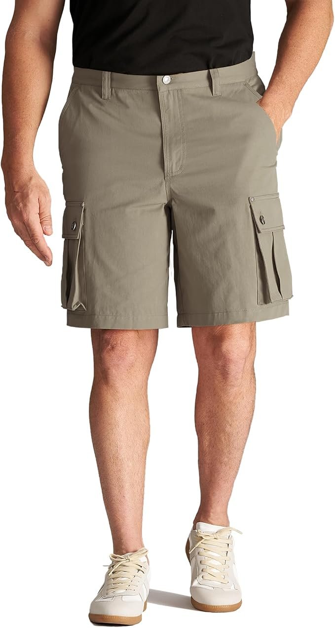 Styling Shirt for a golden-hour look — Chronoline Men's Work Shorts Regular Fit Midweight Cotton Twill Cargo Shorts for Men Outdoor Shorts with Pocket