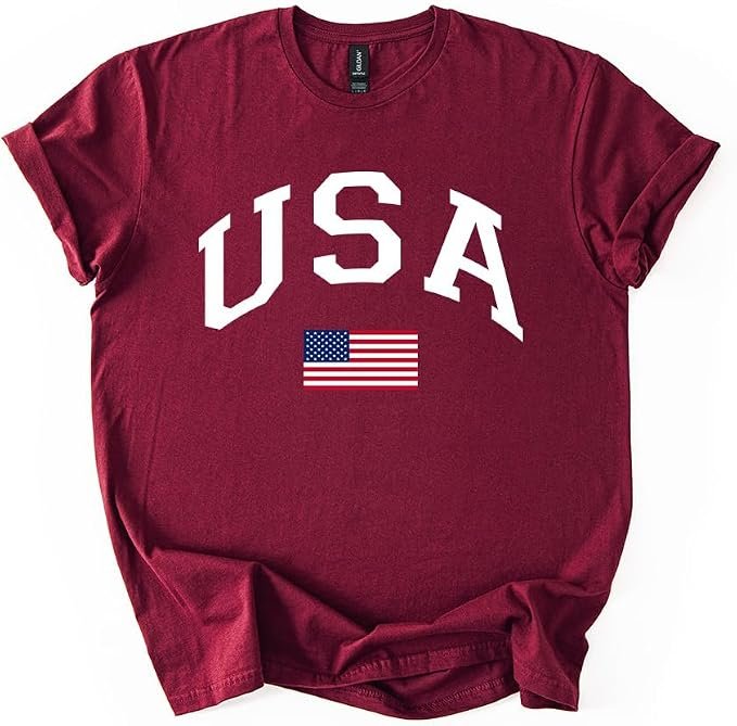 T-Shirt brought its own sunshine — Lizy Tee USA Patriotic Graphic T Shirt Independence Day American Flag July Fourth Unisex Tee