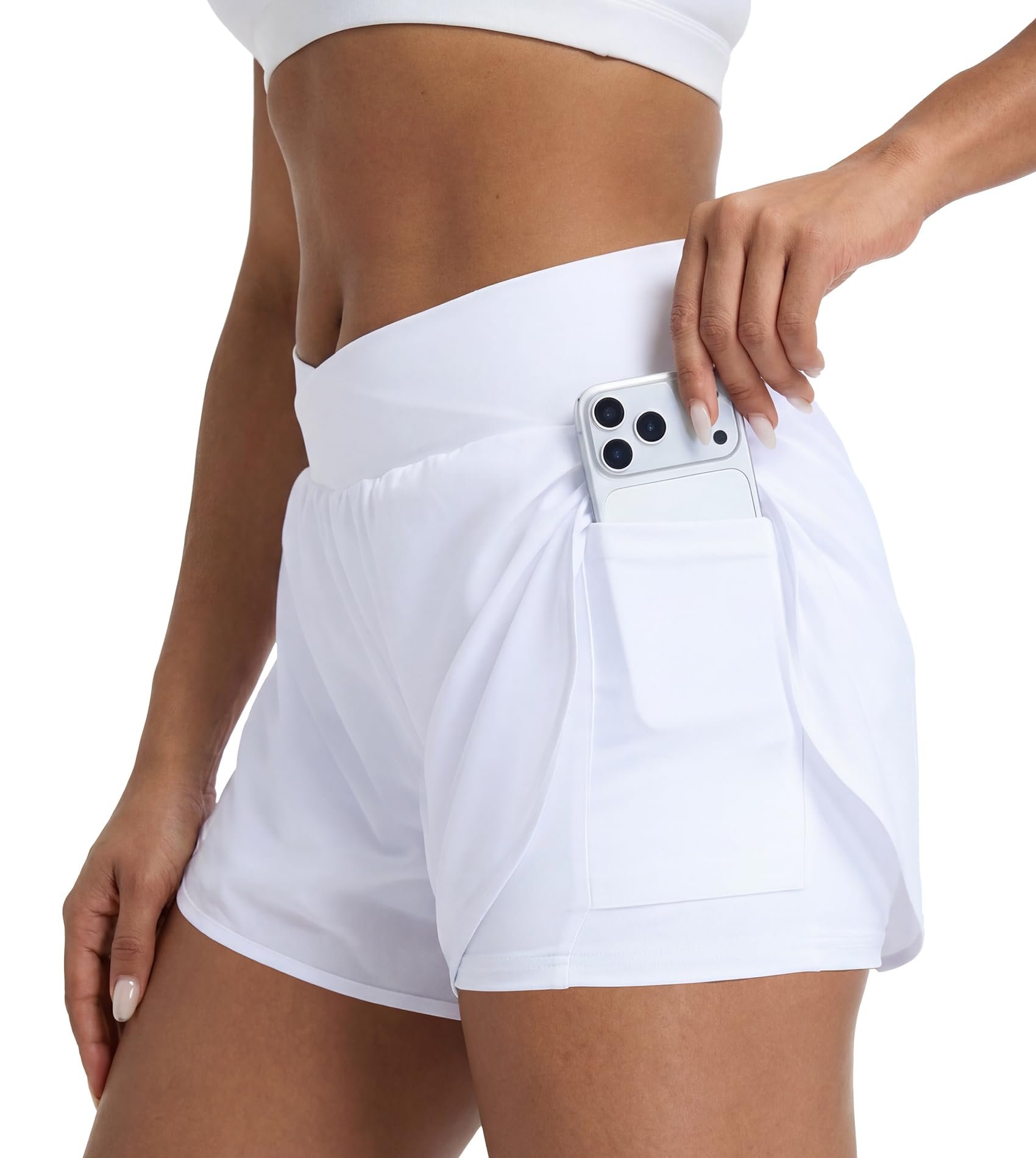 Getting the proportions right with Shirt — Liuetssory Womens Running Shorts 2 in 1 with Pockets Crossover High Waisted