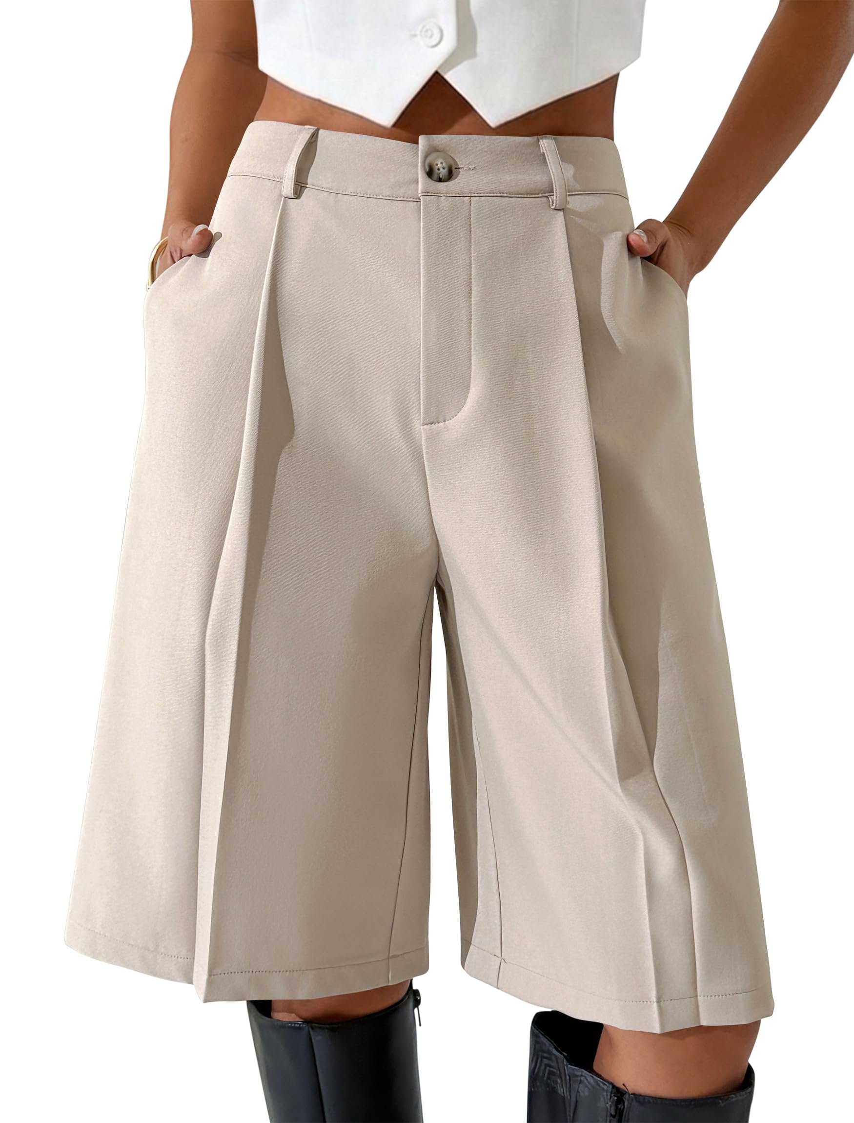 Lightweight Top: proof I can dress and tell a joke — Eddoyee Bermuda Shorts for Women Knee Length Dressy Casual Wide Leg Shorts