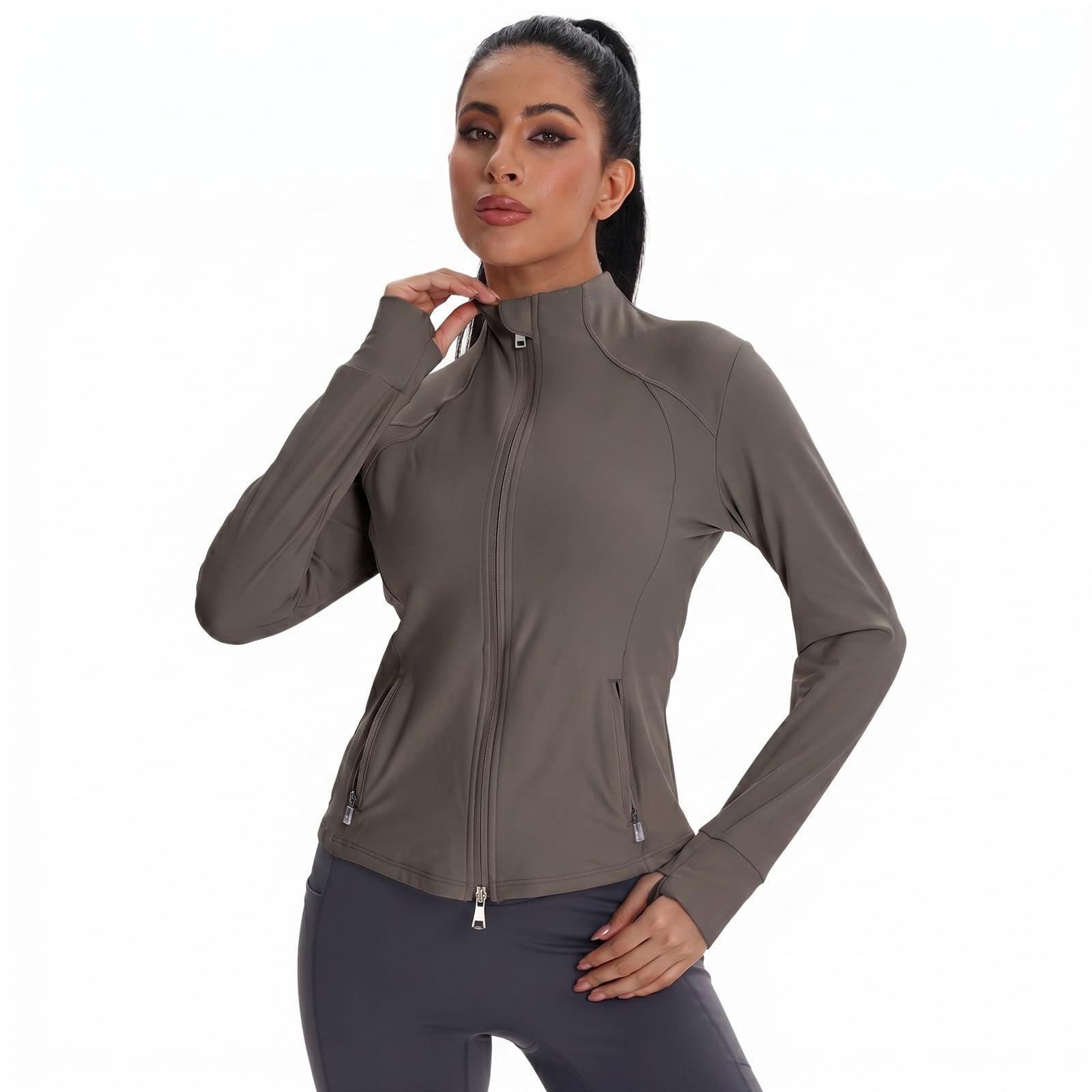 Lightweight Jacket have me hemming and hawing — Vipark Women’s Slim Fit Full Zip Workout Jacket – Lightweight Yoga & Running Top with Thumb Holes & Convenient Pockets