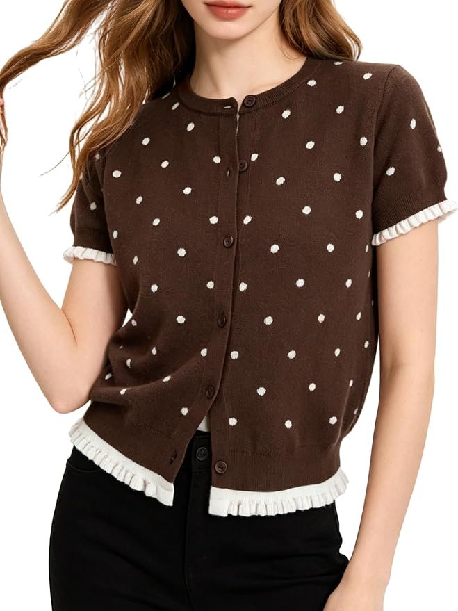 Sun out, Jacket on — Cufezn Women's Summer Cardigan Sweater Short Sleeve Button Down Knit Tops