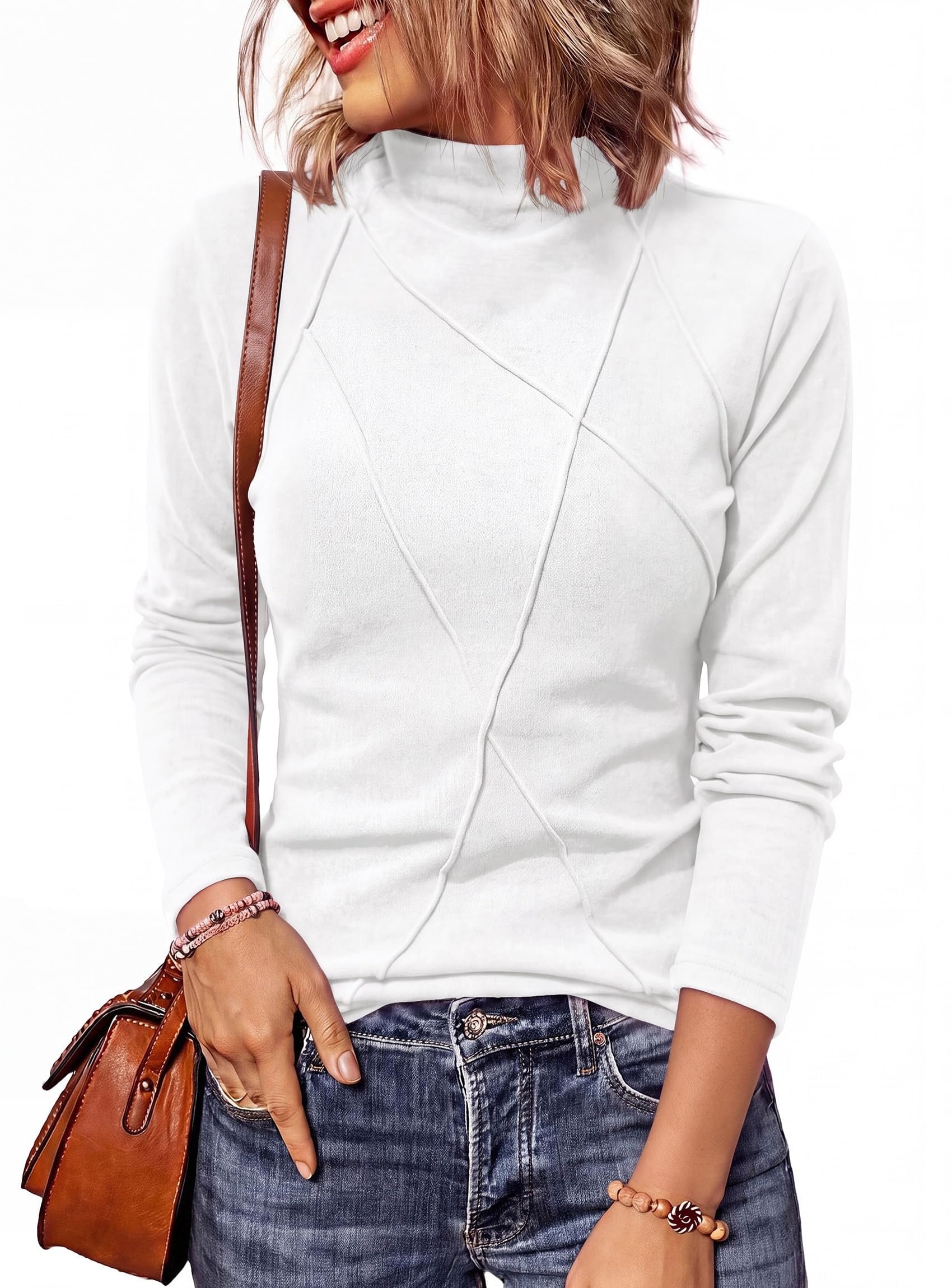 Heat wave, meet Shirt — Prettygarden Women's Mock Neck Long Sleeve Shirts Underscrub Fall Tops