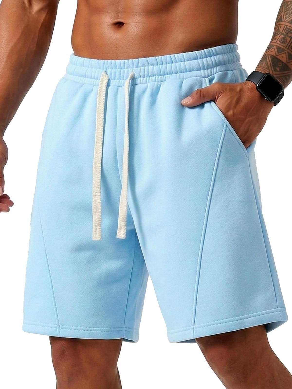 The schedule said casual; Shirt heard camera-ready — Zuy Men's Baggy Sweat Shorts Cotton Fleece 8