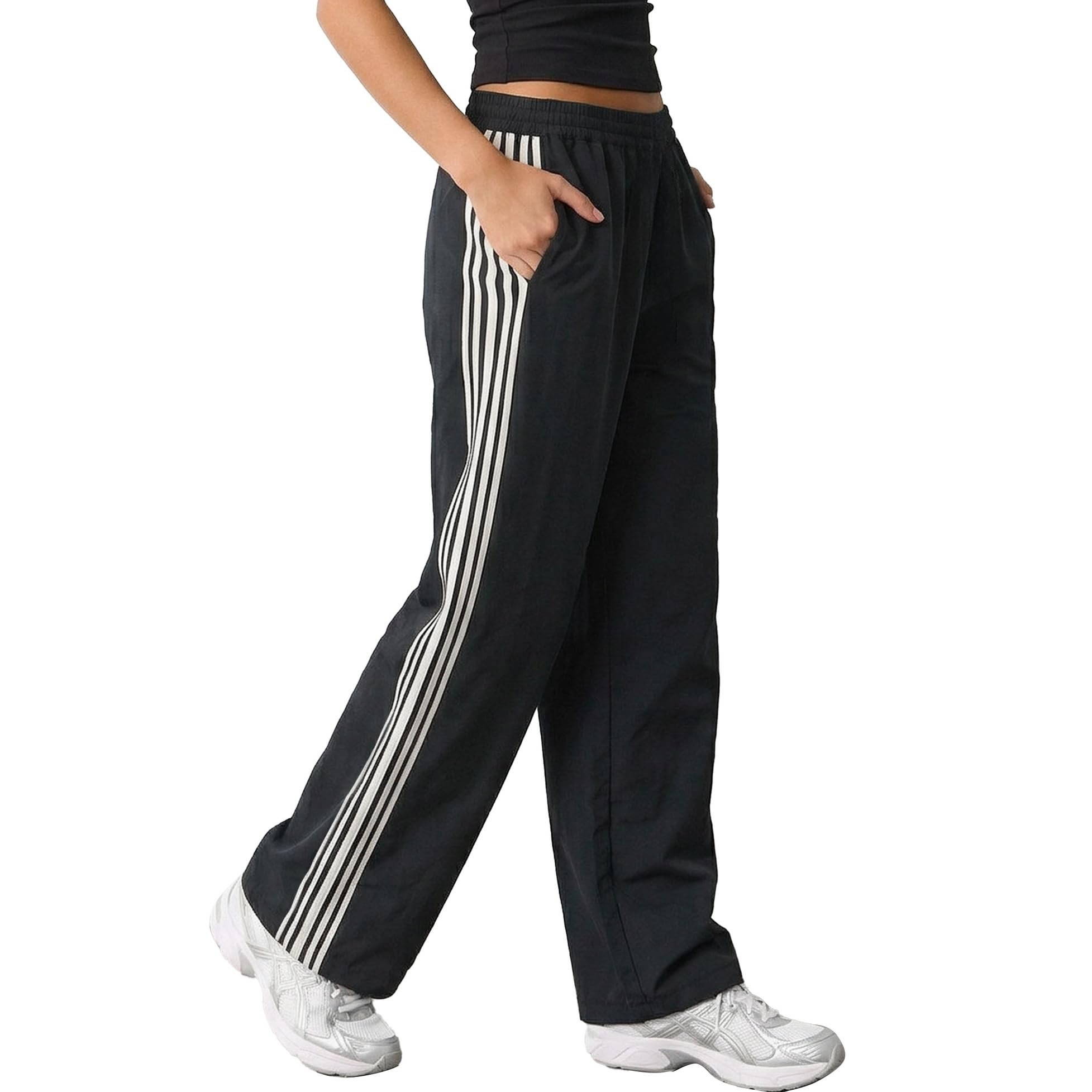 Cloudy with a chance of Shirt — Cubridge Womens Track Pants Elastic Waist Wide Leg Pants Side Striped Pant