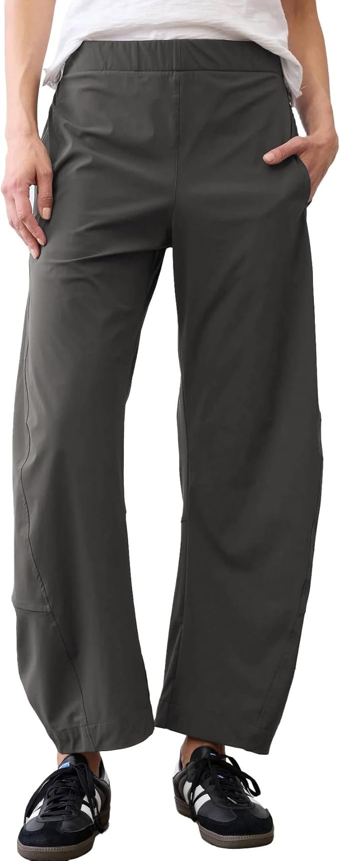 High pressure, low-effort Cropped Square-Neck Tank Top — Songling Womens Barrel Pants Wide Leg High Waisted Ankle Business Work Pants Travel Casual Trousers with Pockets(Dark-Gray,M)