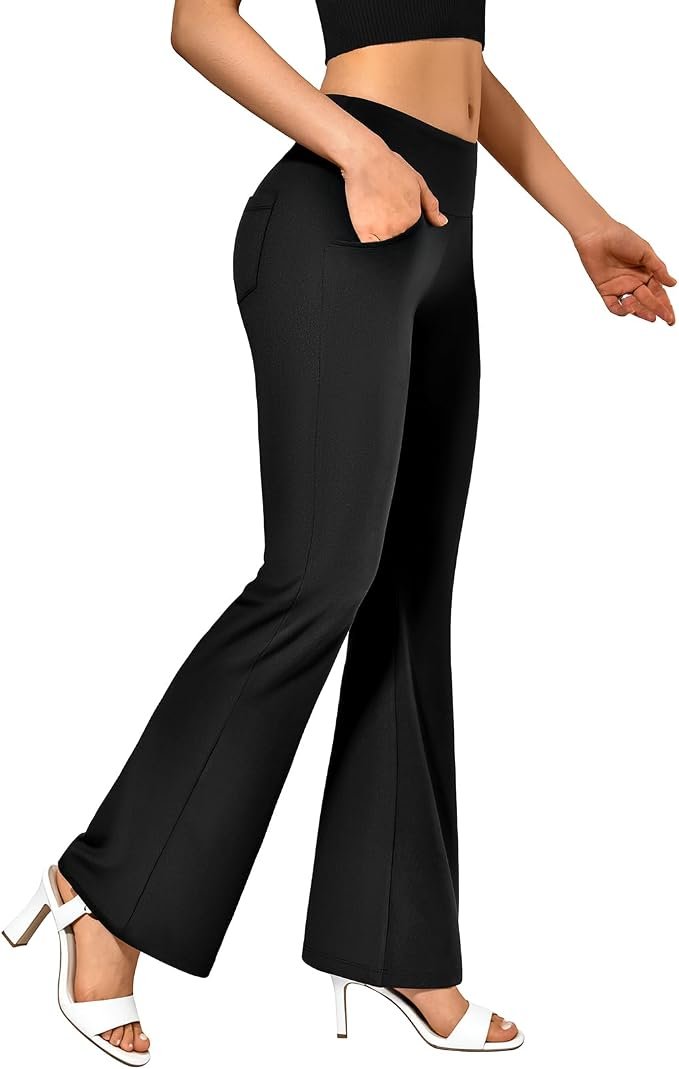 Fit check: Cropped T-Shirt chose the whole mood — Caditex Flare Leggings for Women with Pockets Bootcut Yoga Pants