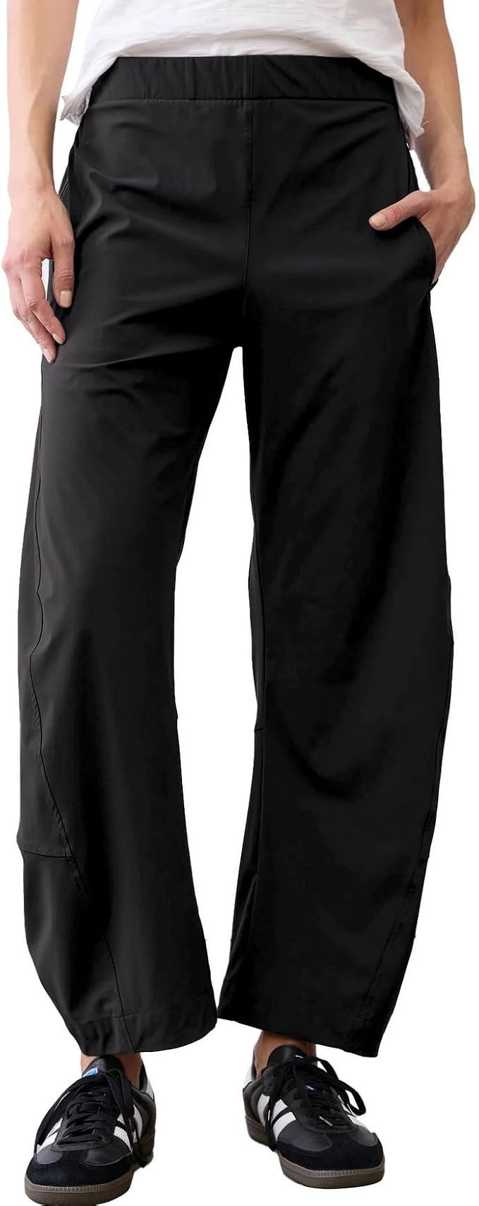 I dressed like the plants needed impressing — Keeliya Womens Barrel Pants Elastic Waistband Tapered Leg Trousers
