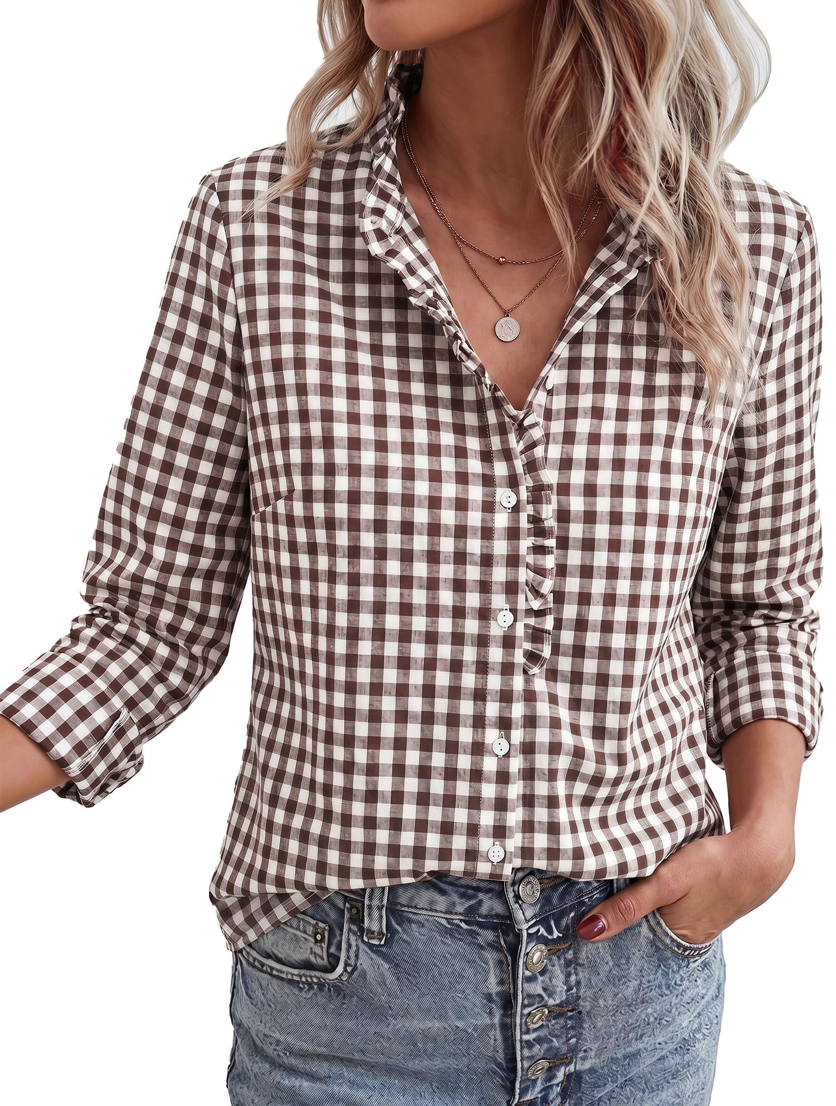 Shirt is sew ready — Prettygarden Womens Long Sleeve Button Down Shirts