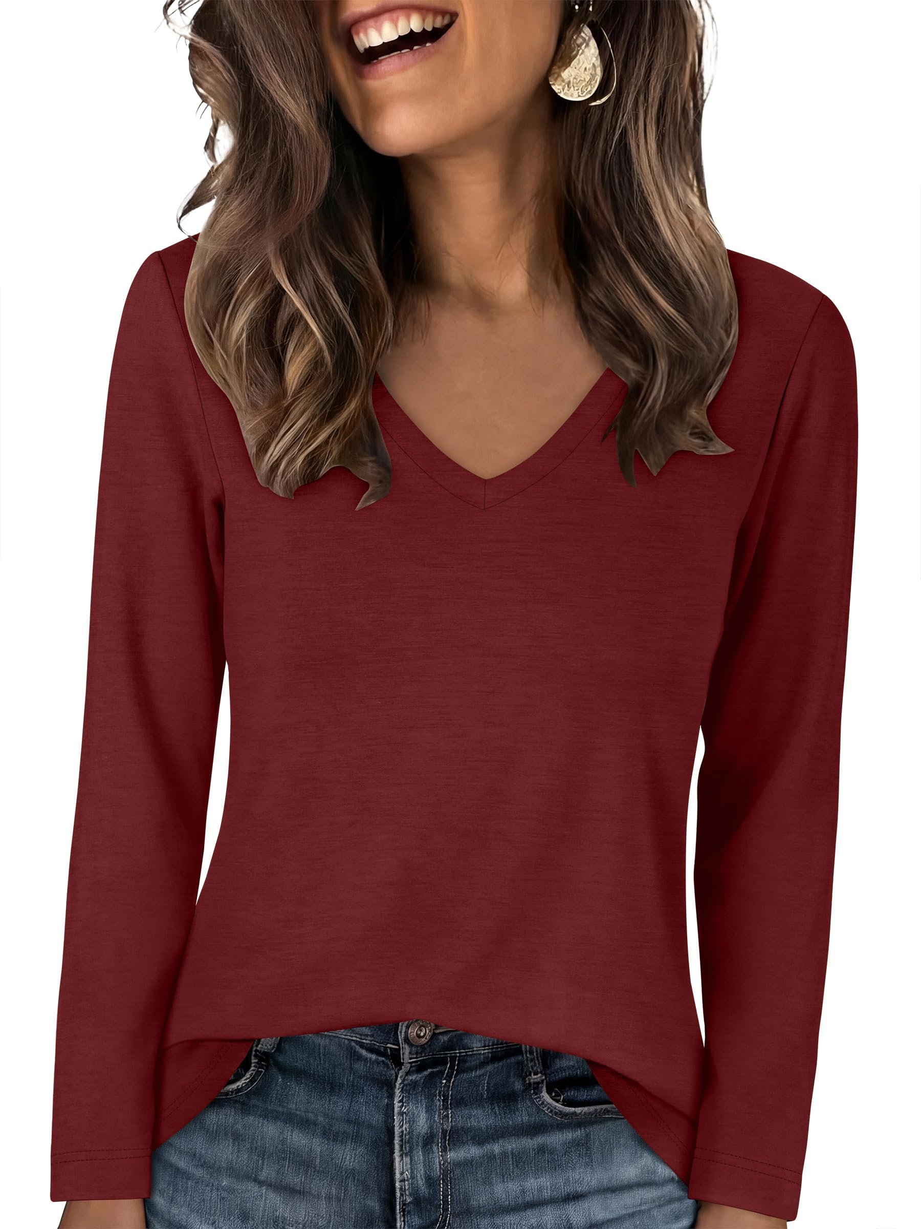 Getting the proportions right with Shirt — Anrabess Long Sleeve Shirts for Women Wrinkle Free V Neck Fall Top