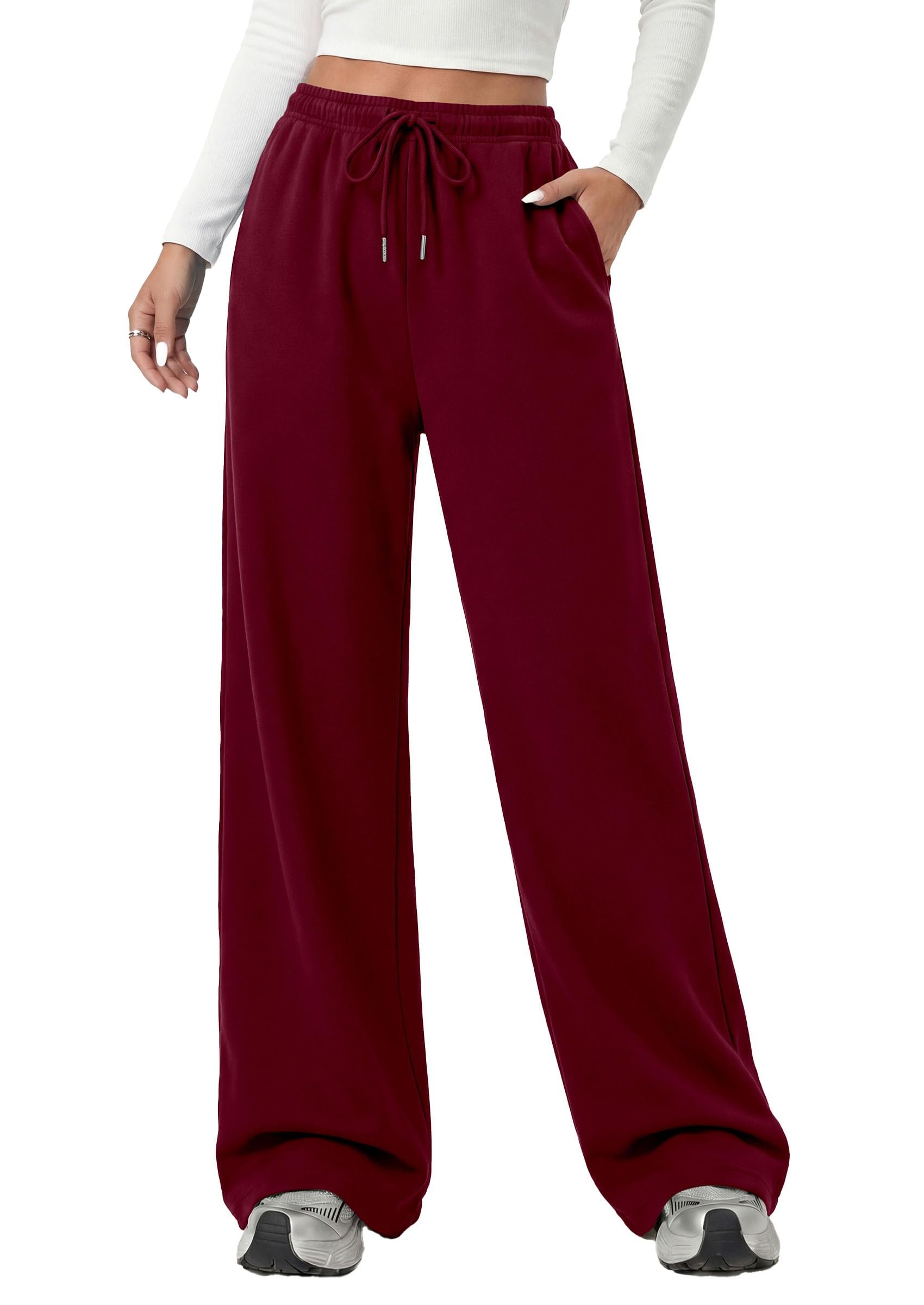 Building today's look from Top outward — Prettygarden Womens Wide Leg Sweatpants Fleece Fall Sweat Pants