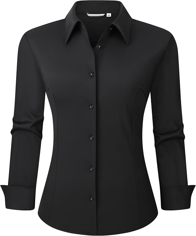 Wrinkle-free at an unreasonable hour — Esabel.C Stretch Button Down Shirts for Women Wrinkle Free Dress Shirts