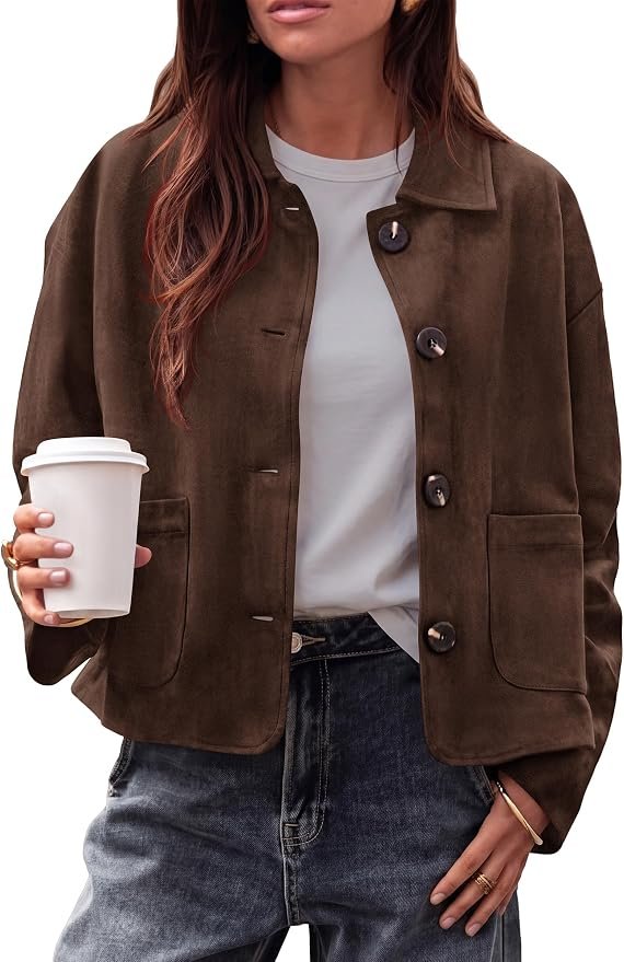 The jacket that rode up one floor — Prettygarden Faux Suede Casual Cropped Fall Jacket for Women Trendy 2026