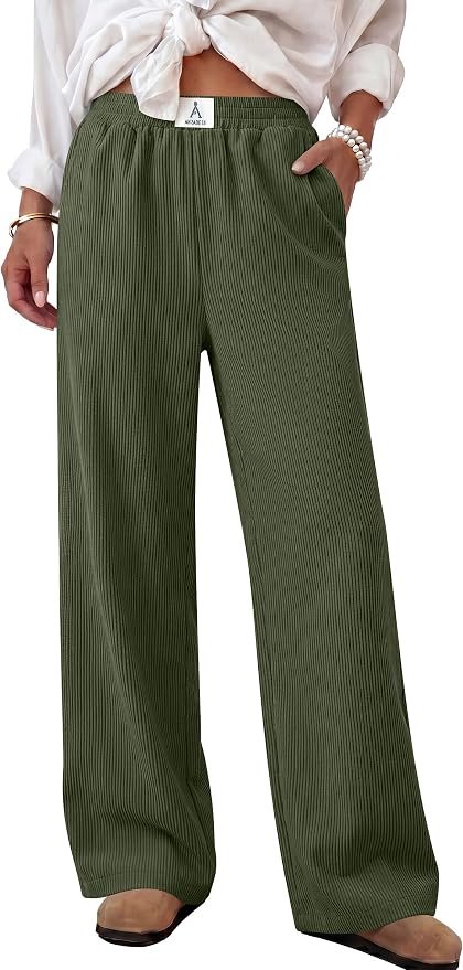 One errand, full fit check: Cropped Jacket — Anrabess Womens Corduroy Wide Leg Palazzo Lounge Pants