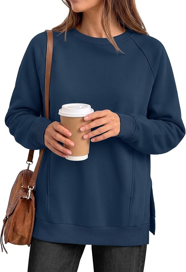 Styling Sweatshirt for a midday look — Anrabess Oversized Sweatshirt for Women Fleece Fall Outfits