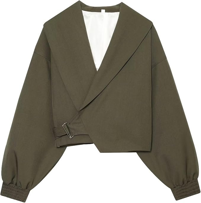 Night mirror, cropped trench, loose pants — Cufezn 2026 Cropped Oversized Trench Jacket for Women