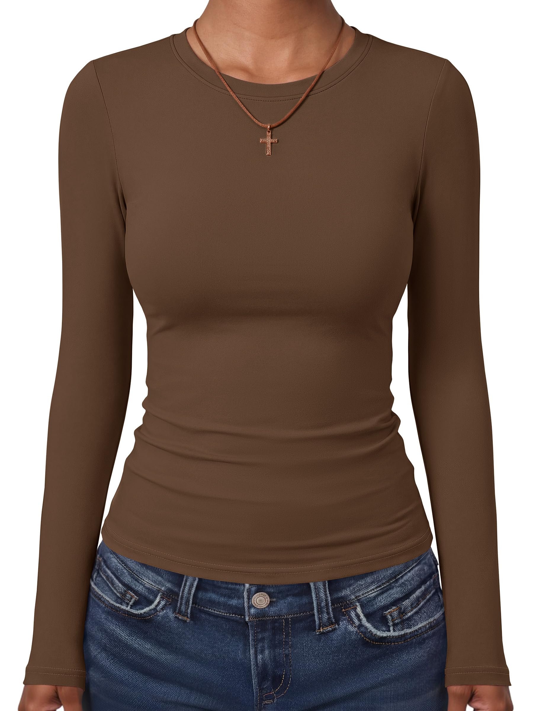 I came for Double-Lined Shirt and stayed for the seam joke — Anrabess Women's Long Sleeve Shirts Fitted Double Lined Top