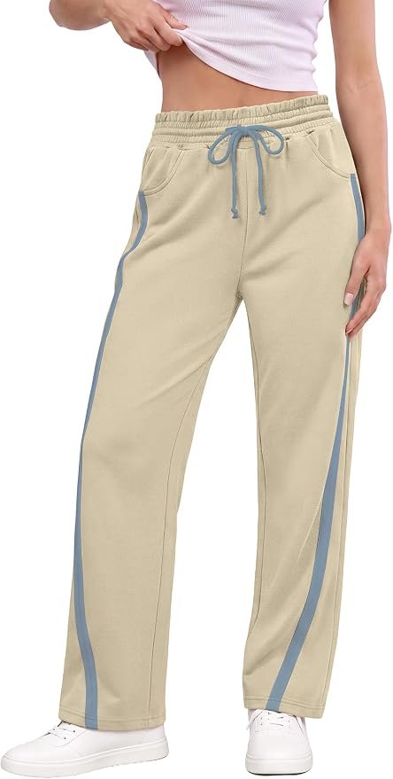 Shirt under the late-night sky — Anrabess Track Pant for Women Straight Leg Sweatpants Joggers Striped Pants