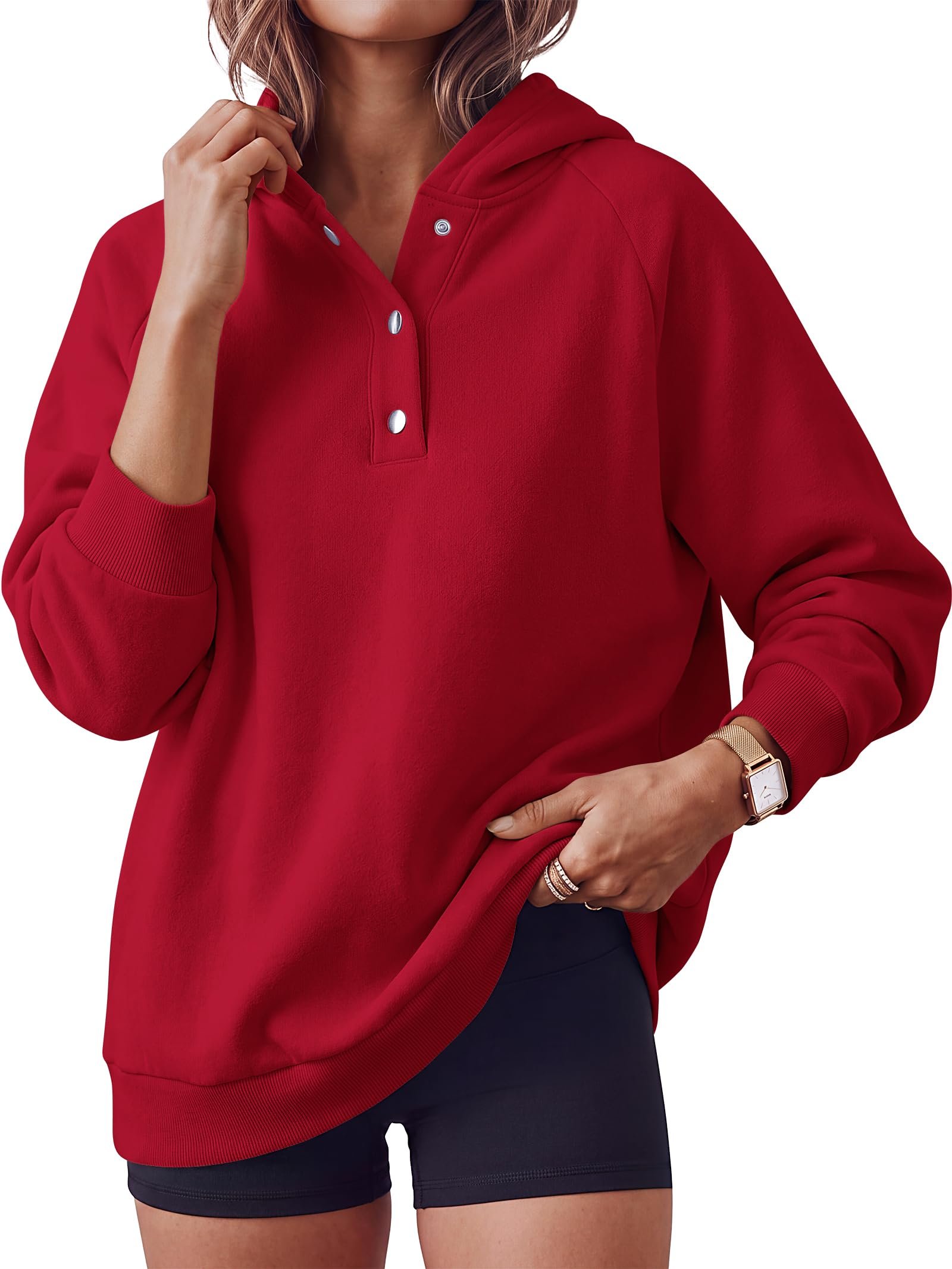 The coffee run deserved Sweatshirt — Anrabess Womens Oversized Hoodies V Neck Henley Sweatshirts