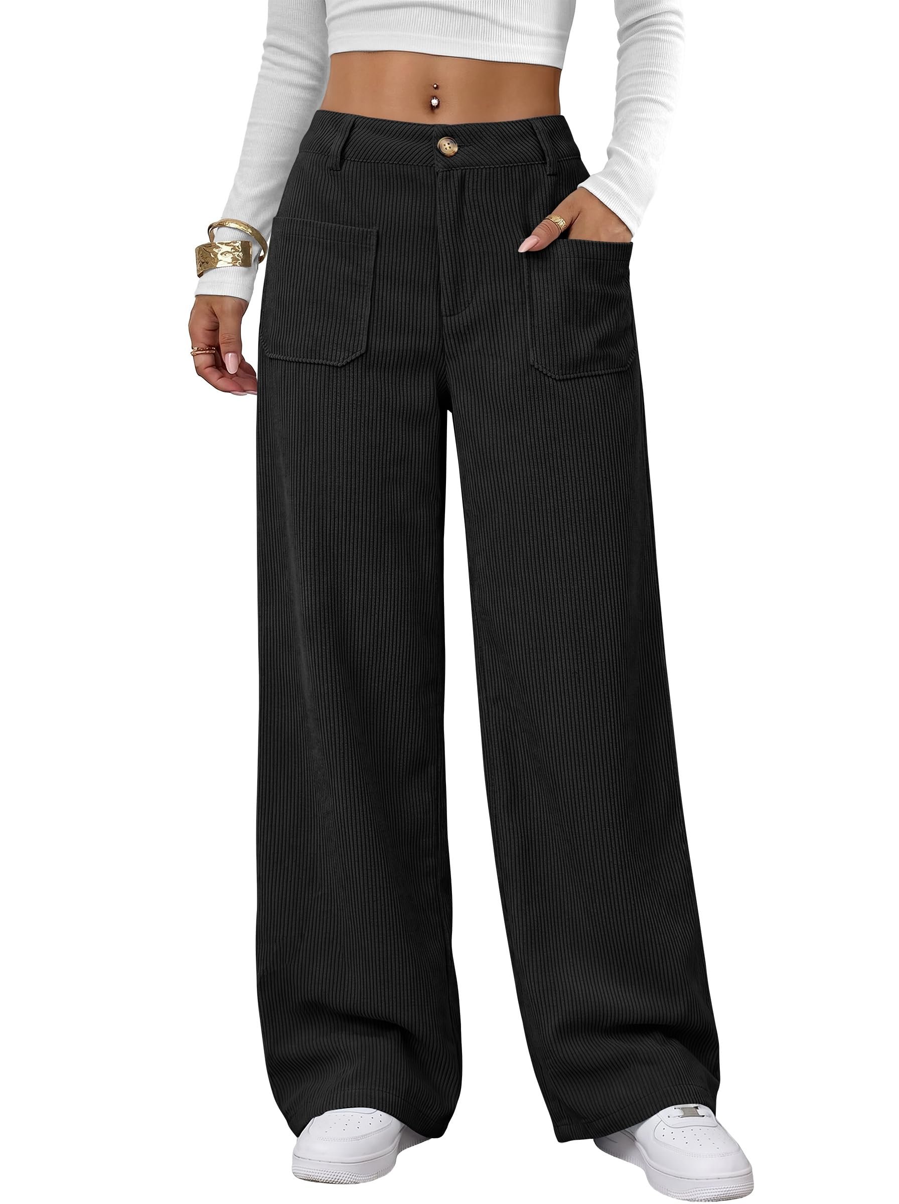 Closet called. Jacket picked up — Anrabess Womens High Waisted Wide Leg Corduroy Casual Pants