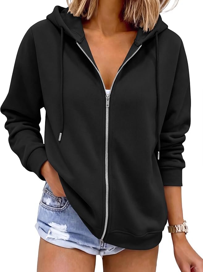 Hooded Sweatshirt have me hemming and hawing — Anrabess Women's Zip Up Hoodie Long Sleeve Hooded Sweatshirts Fall