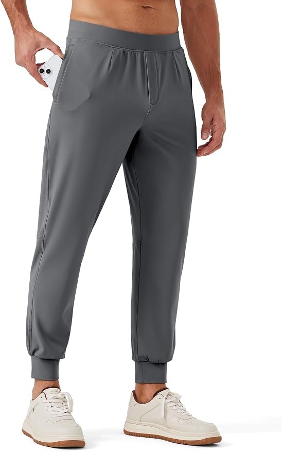 Building today's look from Tank Top outward — Rewkoy Men's Golf Joggers Pants Stretch Sweatpants with Zipper Pockets Slim Fit Track Pants Joggers for Men Work Running