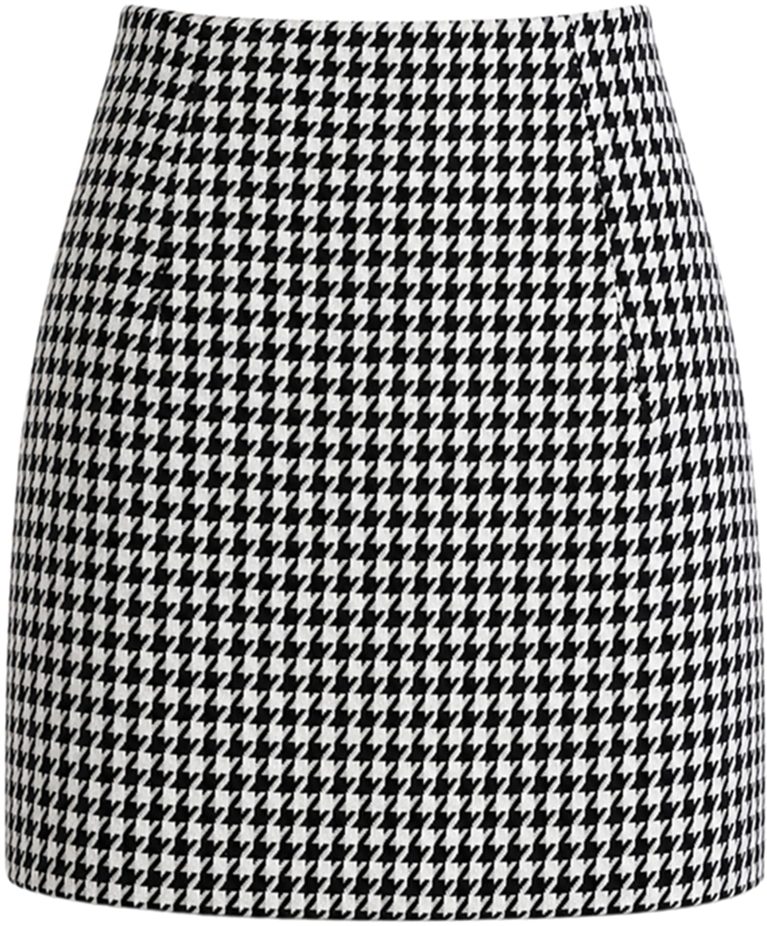 I wore Cropped Top; the day developed a personality — Rapbin Women's Mini Skirt Plaid Skorts High Waist Bodycon Pencil Wool Skirt