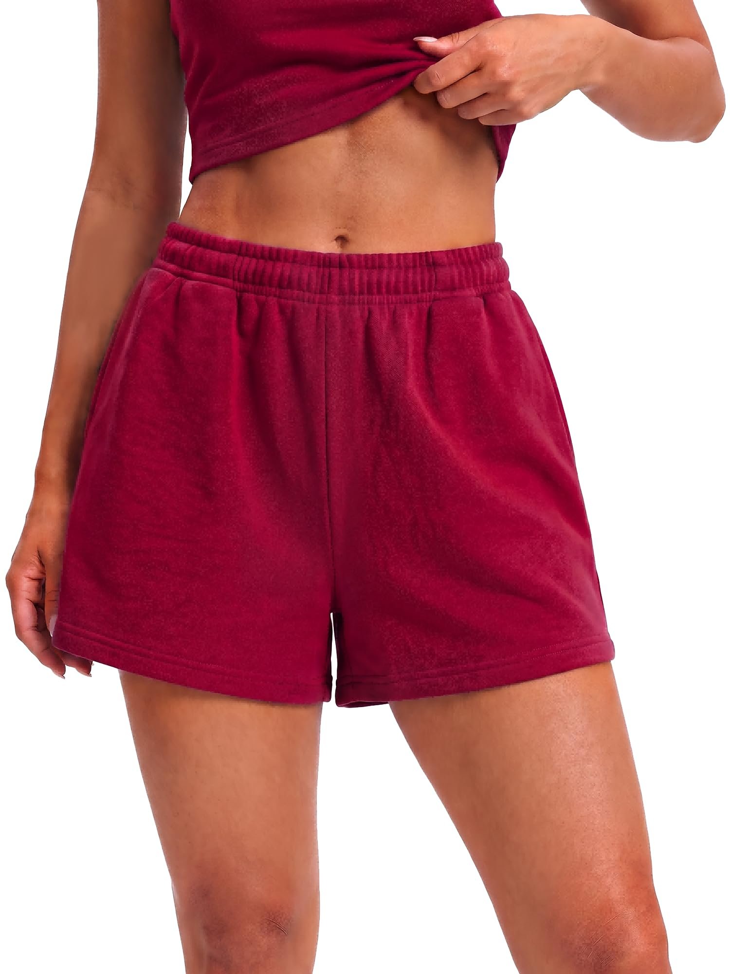 One outfit question, answered by Sweatshirt — Haul Official, Women's Sweat Shorts with Pockets Elastic Drawstring Waist Comfy Quick Dry for Workout Casual Lounge Shorts
