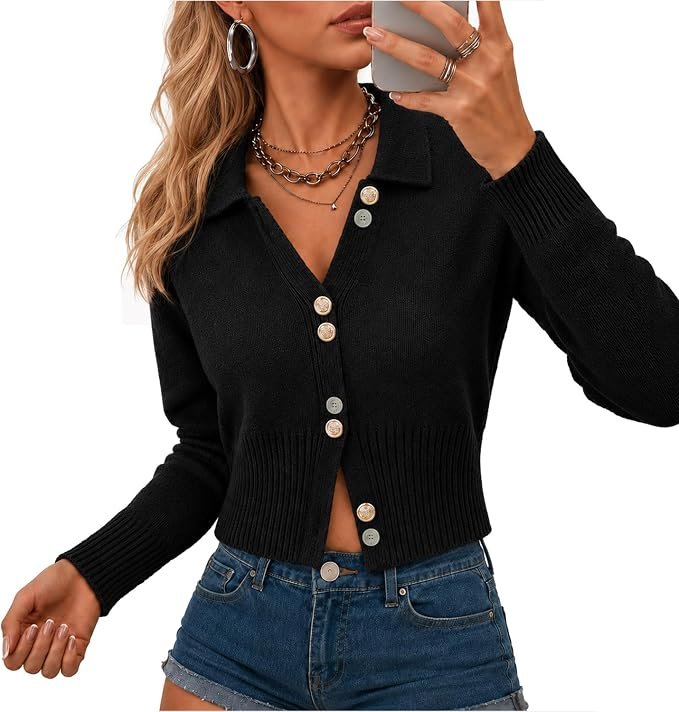 Small plans, strong opinion from Cropped Jacket — Truwelby Women's Knit Cardigan Polo Collar Gold Button Cropped Sweater 2026