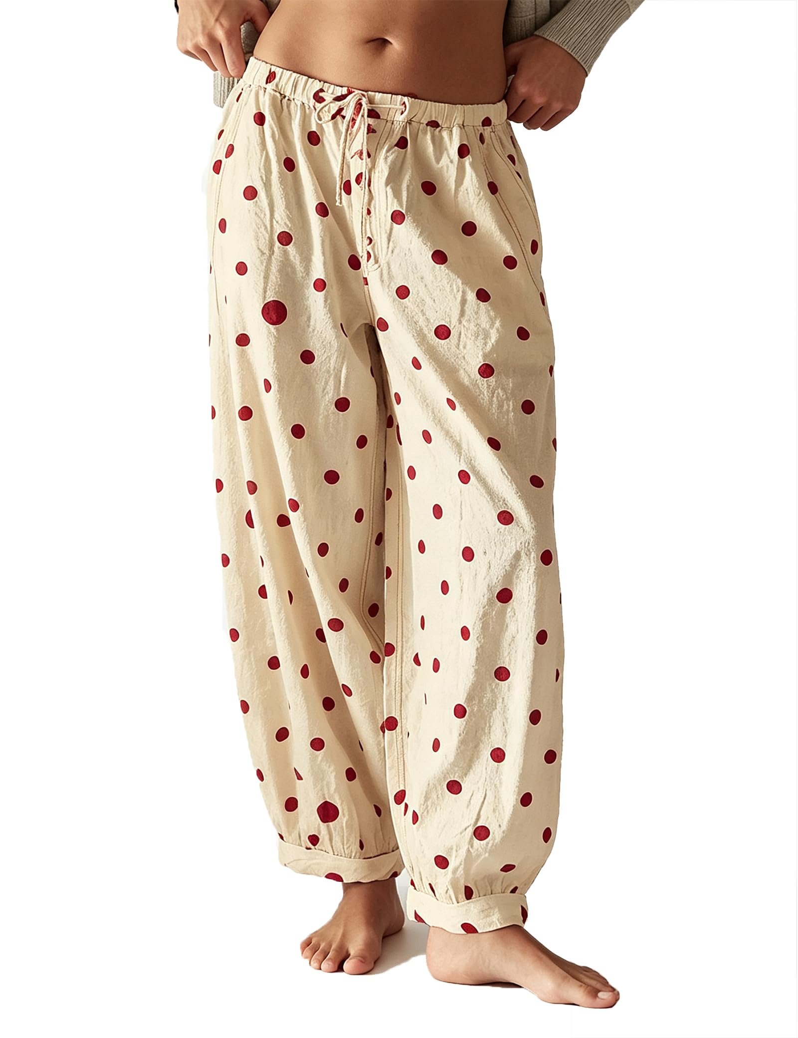 Partly cloudy, fully styled in Tank Top — Winsasi Women's Polka Dot Pajama Pants Lightweight Lounge Pants Elastic Waist