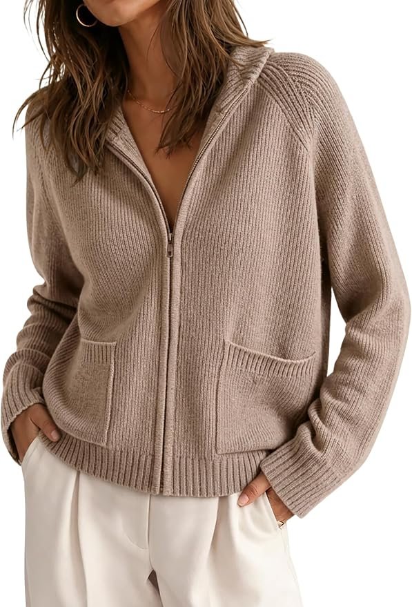 Forecast: Jacket with a chance of style — Cicy Bell Womens Zip Up Cardigans Long Sleeve Chunky Knit Fall Sweater Coat