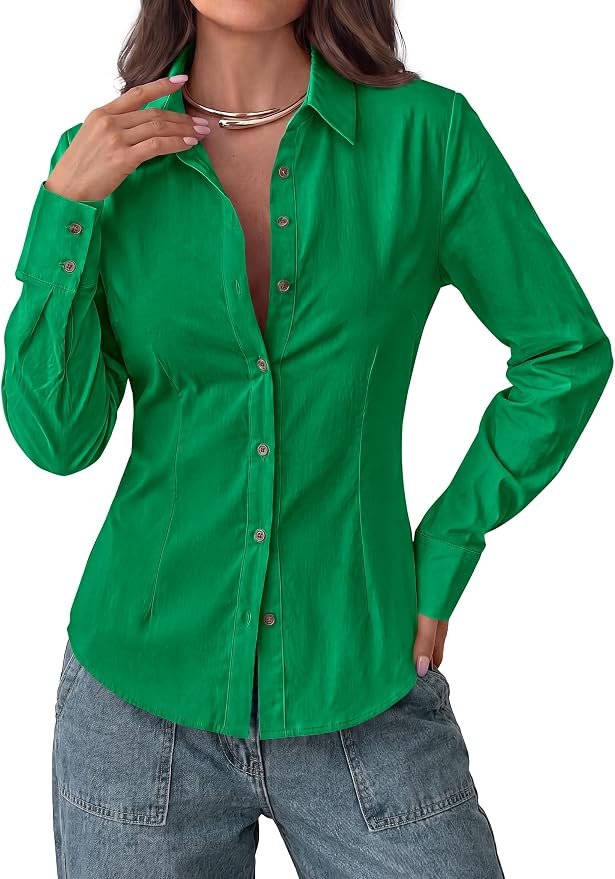 Blouse turned five minutes into a fit check — Prettygarden Womens Button Down Shirts Long Sleeve Blouse