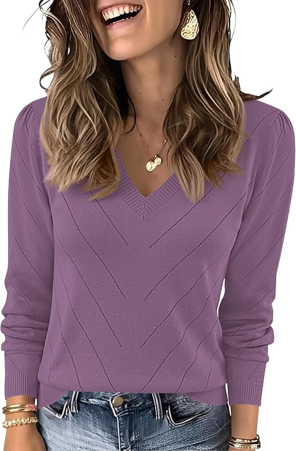 Styling Lightweight Dress for a midday look — Lomon Womens Dressy V Neck Sweaters Long Sleeve Lightweight Knit Fall Tops