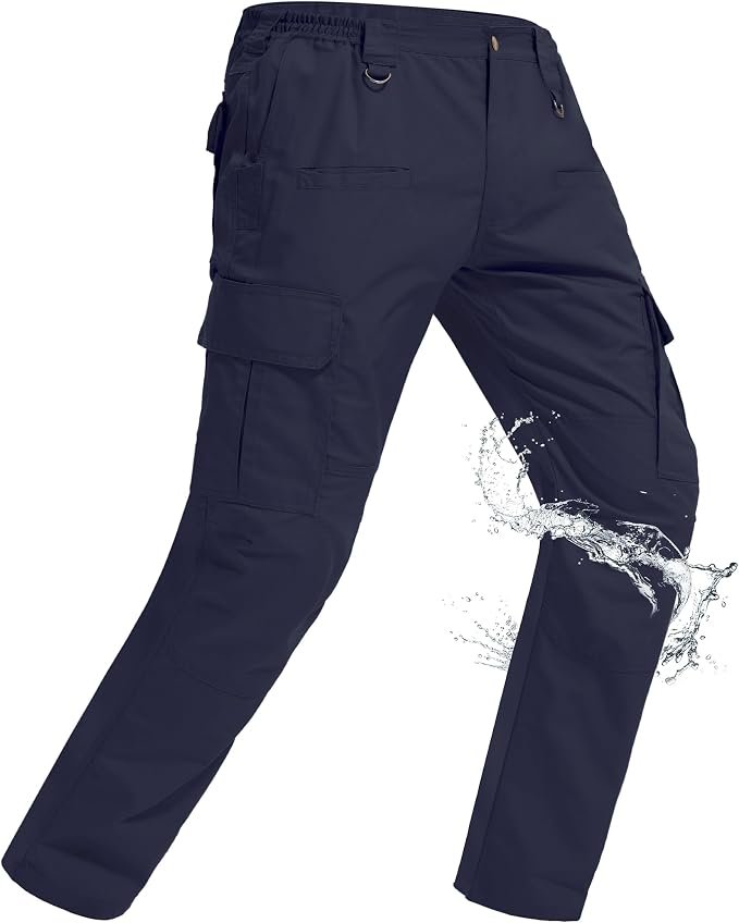 Partly cloudy, fully styled in Dress — Qynthz Men's Tactical Pants Water Resistant Ripstop Cargo Pants Lightweight EDC Outdoor Hiking Pants 10 Pockets Work Pants