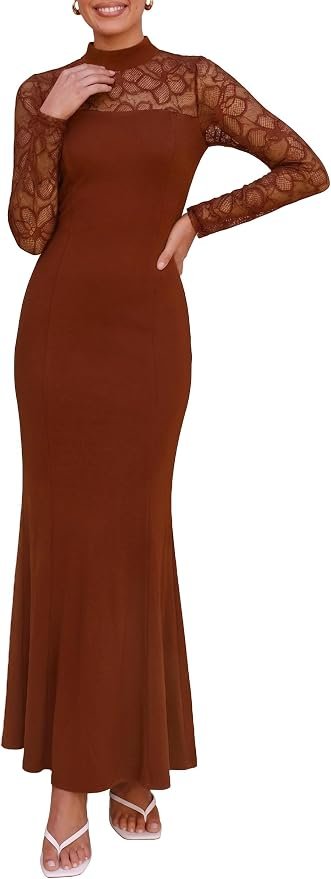 Heat wave, meet Dress — Prettygarden Women's Fall Lace Sheer Dress Bodycon Maxi Cocktail Dresses