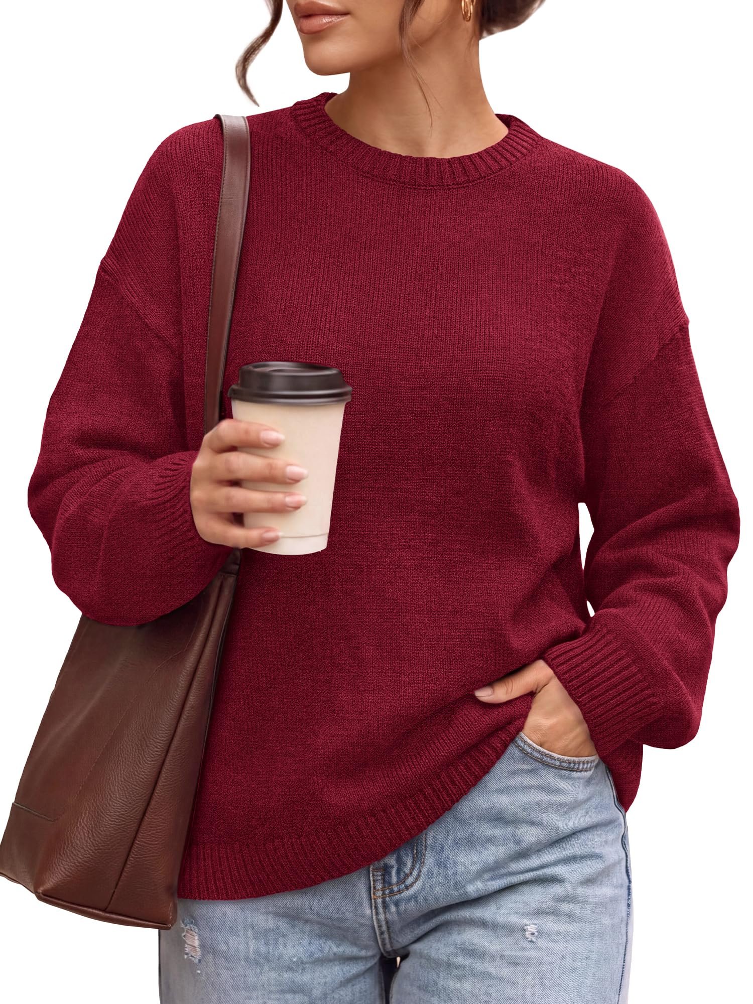 Partly cloudy, fully styled in Top — Btfbm Oversized Sweaters for Women Fall Clothes Crewneck Winter Outfits