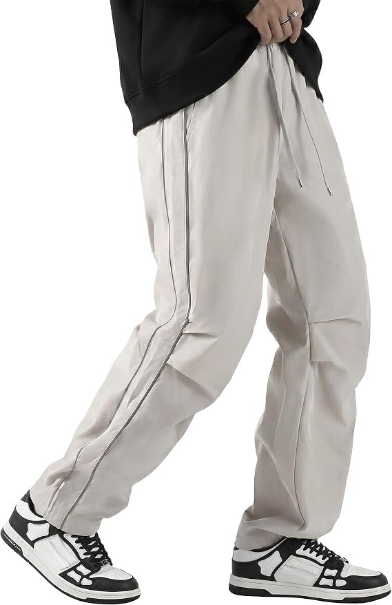 The schedule said casual; Hooded Hoodie heard camera-ready — Dalvue Men's Baggy Parachute Pants Wide Leg Track Pants Y2K Streetwear