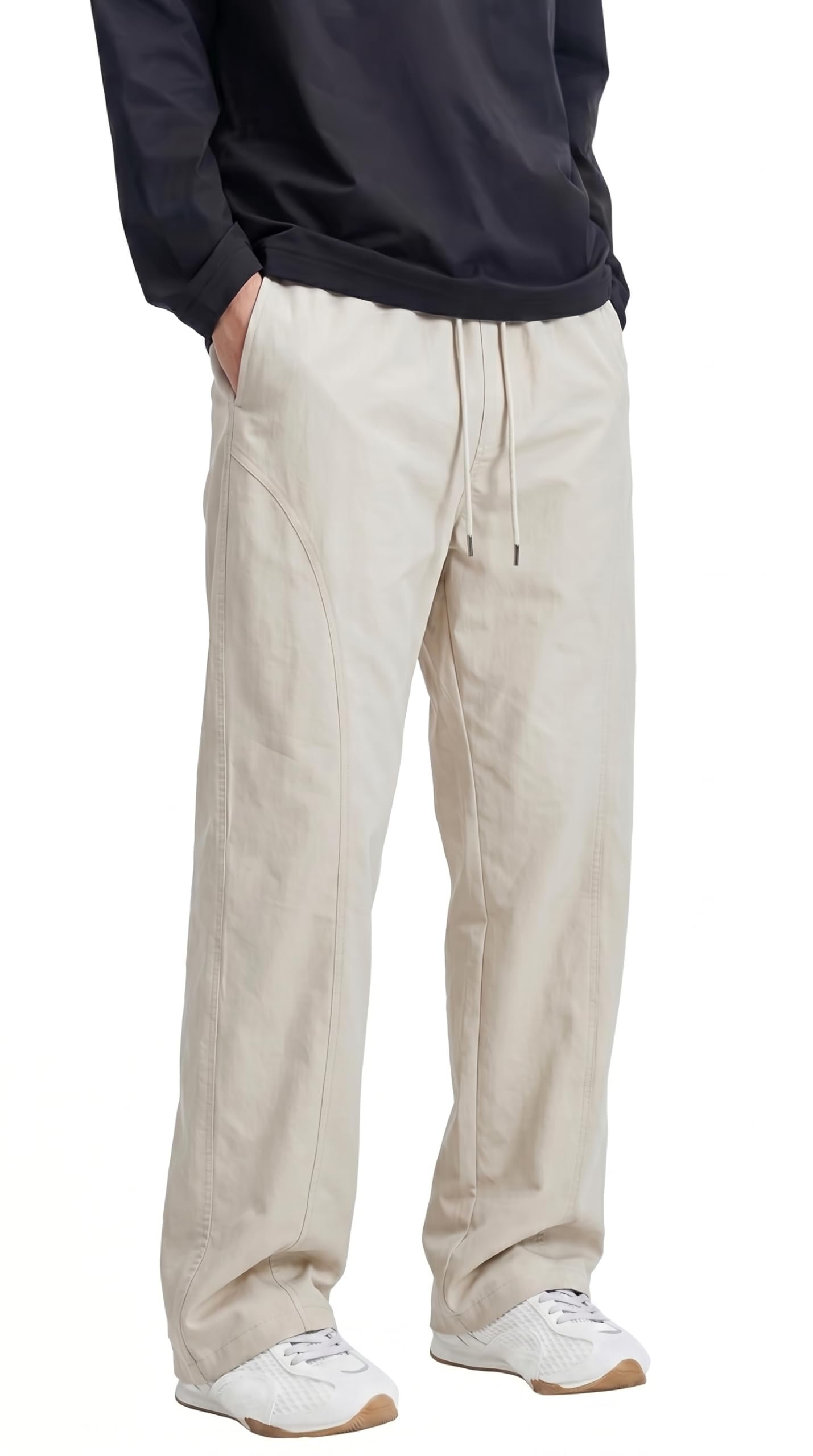 Building today's look from Dress outward — Dravlo Men's Casual Pants Drawstring Wide Leg Long Athletic Daily with Pockets