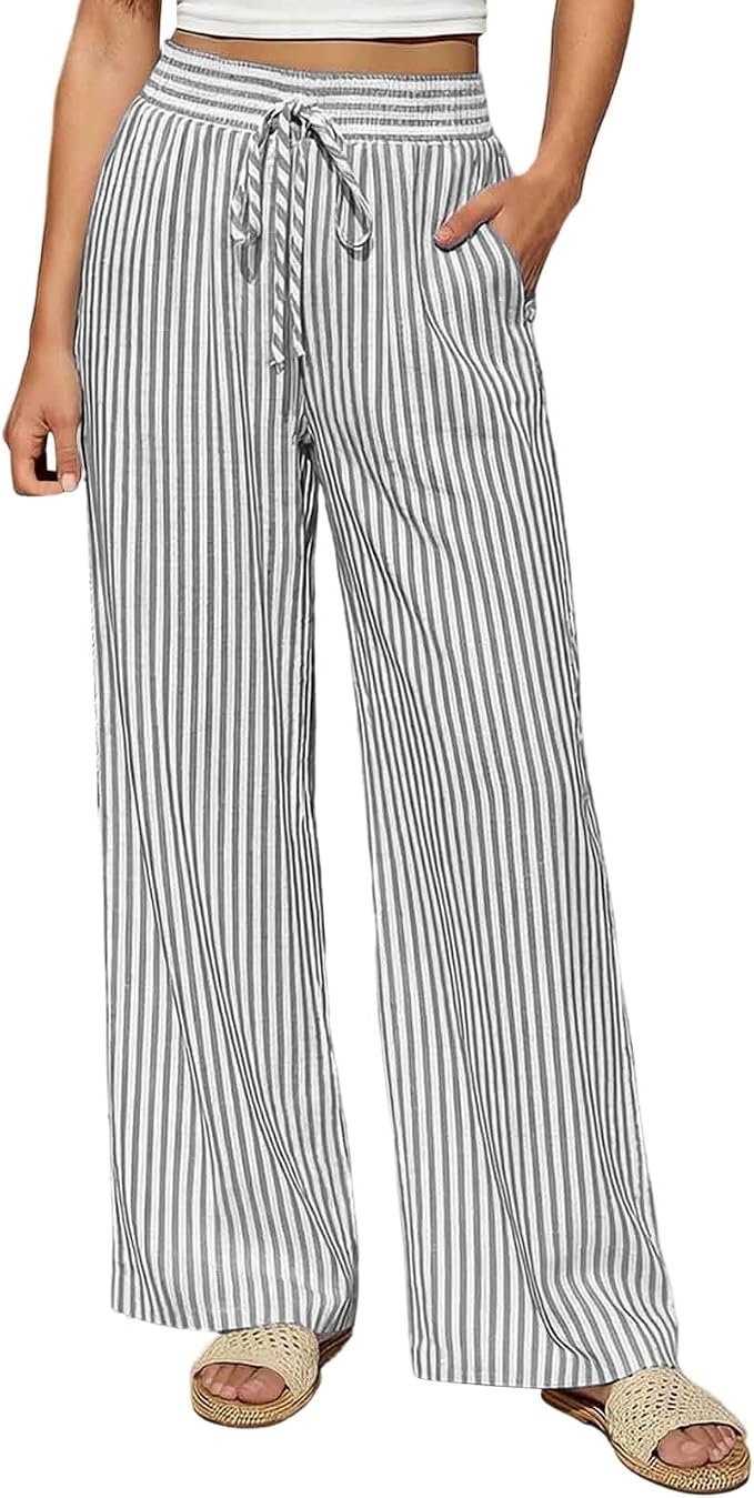 I told Square-Neck Shirt a joke. It was in stitches — Xijieniud Wide Leg Flowy Pants for Women Striped,Womens Palazzo Pant,Work Trousers
