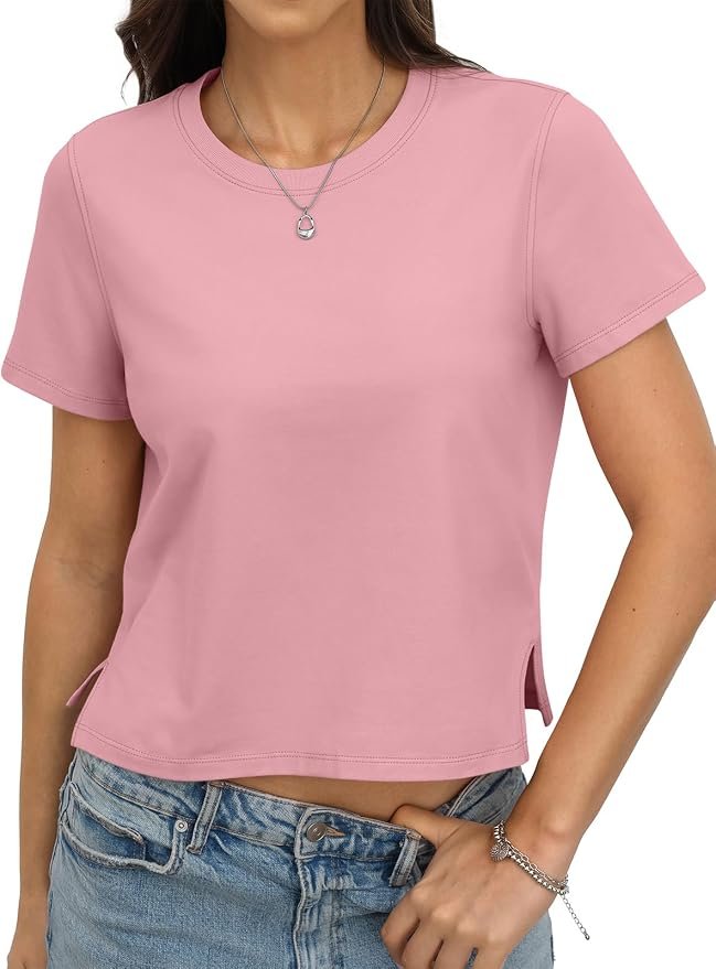 Getting the proportions right with Cropped T-Shirt — EasyGala Womens Cotton Short Sleeve T Shirts Loose Fit Crop Tops Basic Tees