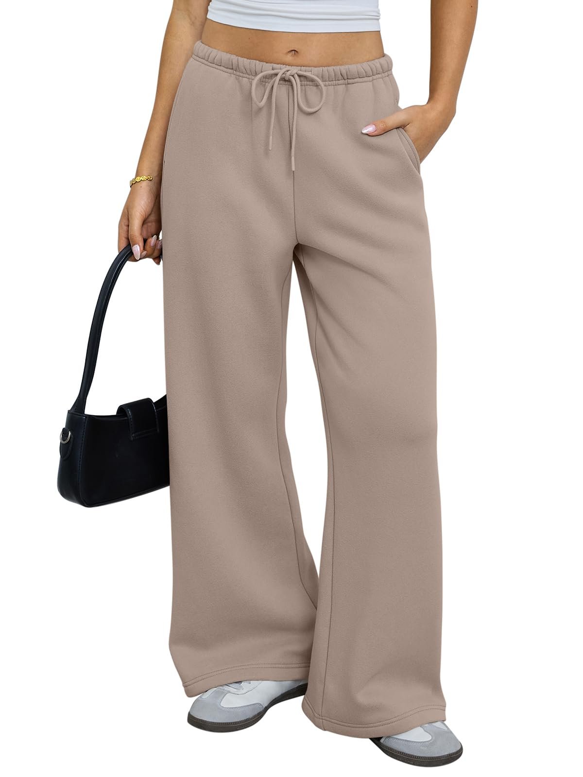 The schedule said casual; Jacket heard camera-ready — EasyGala Womens Wide Leg Baggy Sweatpants Fleece Lined Lounge Sweat Pants