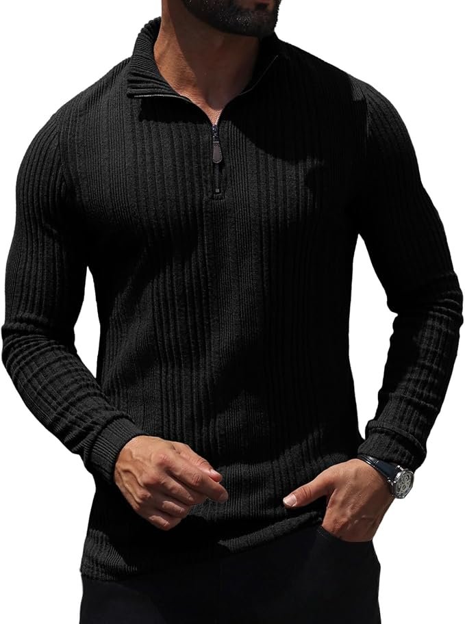 I wore Lightweight Shirt; the day developed a personality — PrinStory Mens Quarter Zip Pullover Lightweight Thermal Long Sleeve Shirt