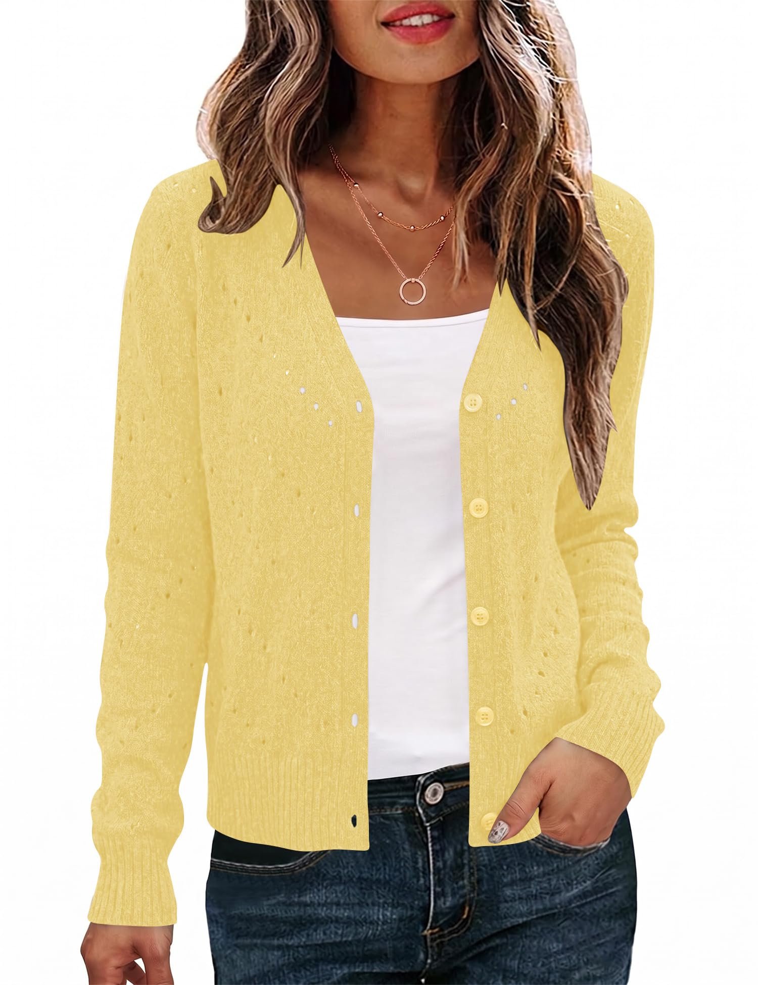 Jacket made a regular day look interesting — Lomon Cardigan Sweaters for Women Open Front Fall Outfits