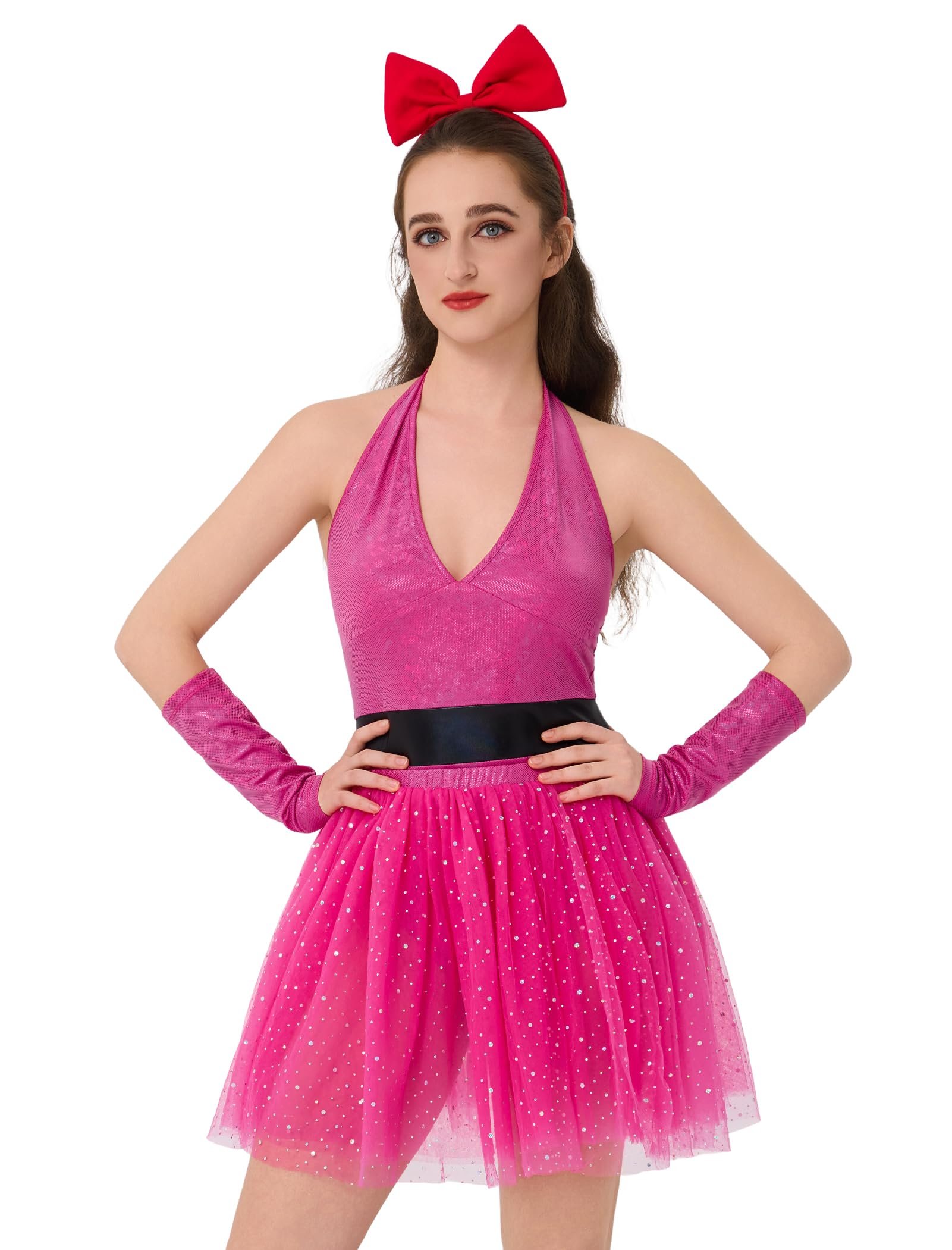 Dress made getting dressed suspiciously easy — Odizli Women's Metallic Dress Anime Halloween Costumes 3PCS 90s Dancewear
