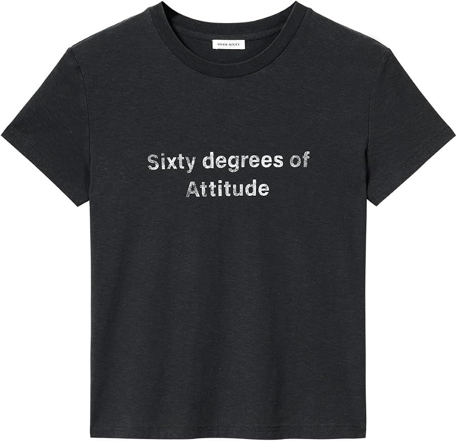 My print tee met a very long skirt — Miss Sixty Womens Print T-Shirts Crew Neck Short Sleeve Shirts for Women Casual Top